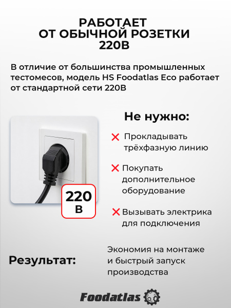 Тестомес спиральный HS-20 Foodatlas Eco 220В